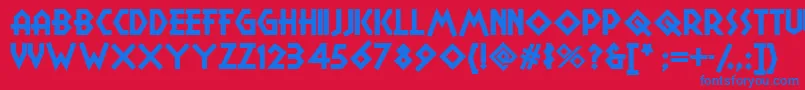 Camp Font – Blue Fonts on Red Background