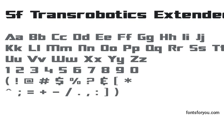 A fonte Sf Transrobotics Extended – alfabeto, números, caracteres especiais