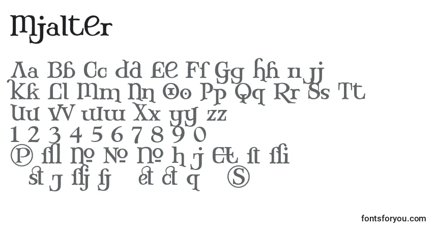 Czcionka Mjalter – alfabet, cyfry, specjalne znaki