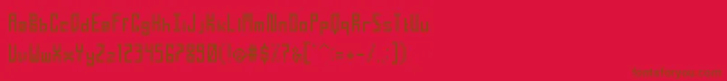 TightPixelRegular-Schriftart – Braune Schriften auf rotem Hintergrund