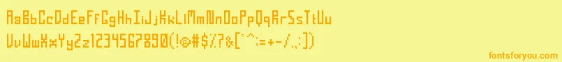 Fonte TightPixelRegular – fontes laranjas em um fundo amarelo
