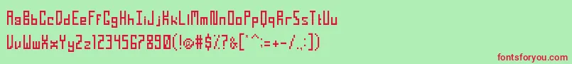 フォントTightPixelRegular – 赤い文字の緑の背景