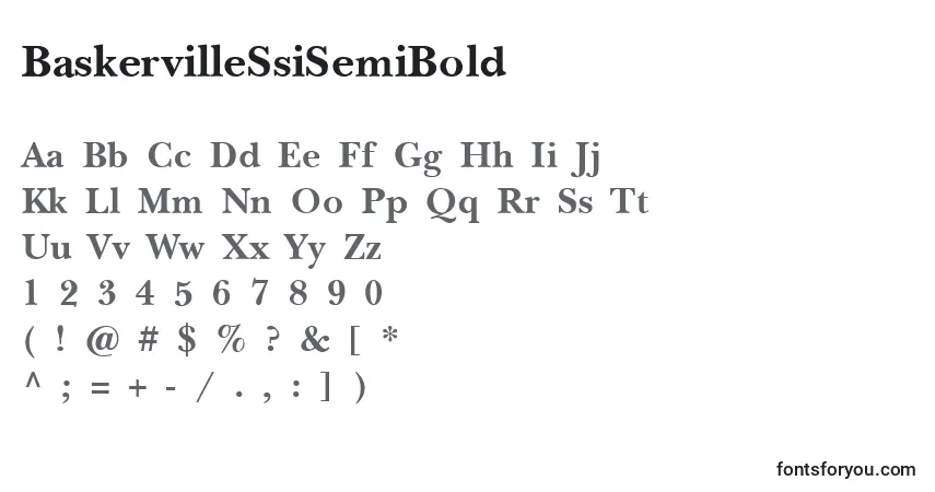 Шрифт BaskervilleSsiSemiBold – алфавит, цифры, специальные символы