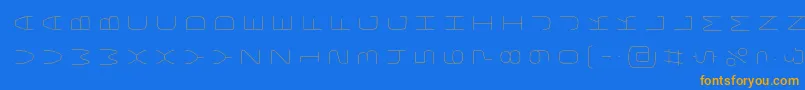 Fonte BungeelayersrotatedInline – fontes laranjas em um fundo azul