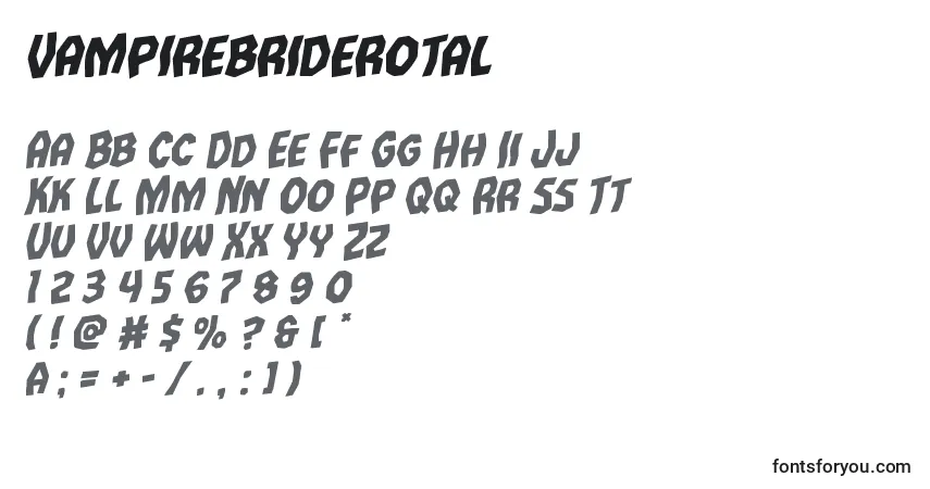 Vampirebriderotal-fontti – aakkoset, numerot, erikoismerkit