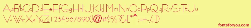 フォントTourinassk – 赤い文字の黄色い背景