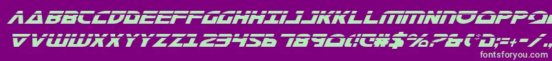 MorseNkCondensedLaserItalic-fontti – vihreät fontit violetilla taustalla