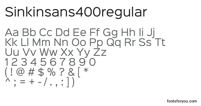 A fonte Sinkinsans400regular (106277) – alfabeto, números, caracteres especiais