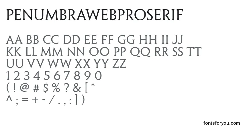 Шрифт PenumbrawebproSerif – алфавит, цифры, специальные символы