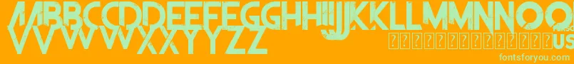 TheFrontman-Schriftart – Grüne Schriften auf orangefarbenem Hintergrund