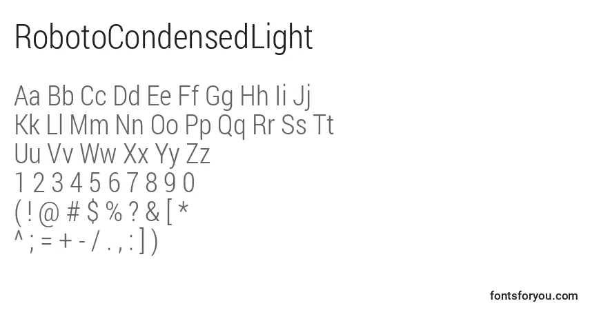Шрифт RobotoCondensedLight – алфавит, цифры, специальные символы