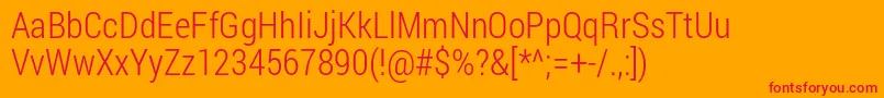 RobotoCondensedLight Font – Red Fonts on Orange Background