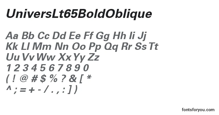 Fuente UniversLt65BoldOblique - alfabeto, números, caracteres especiales