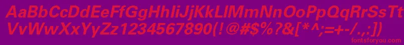 UniversLt65BoldOblique Font – Red Fonts on Purple Background