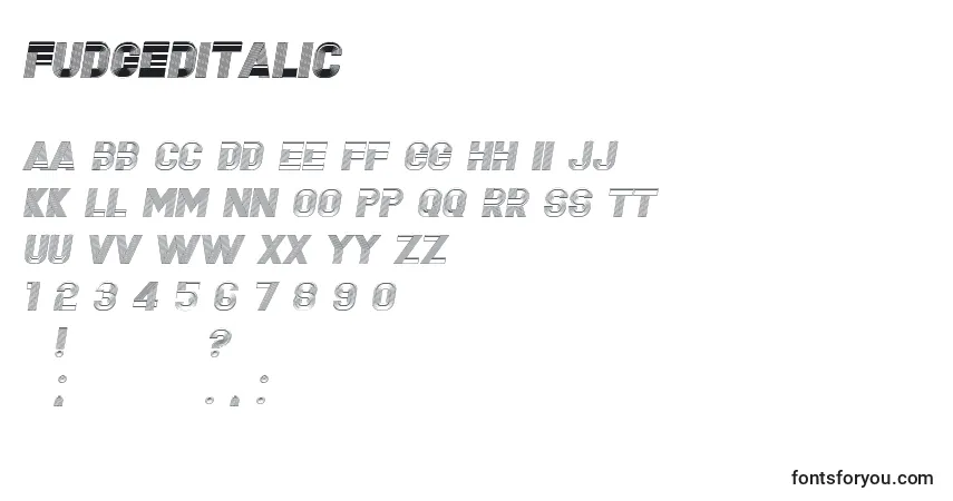 FudgedItalicフォント–アルファベット、数字、特殊文字