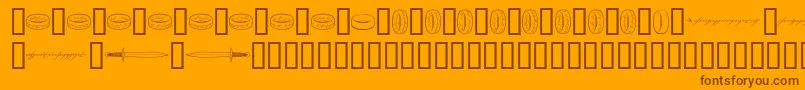 Fonte Theonering – fontes marrons em um fundo laranja
