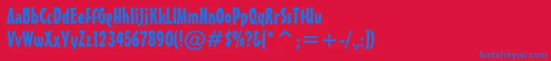 Maestroc-Schriftart – Blaue Schriften auf rotem Hintergrund
