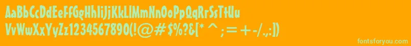 Maestroc-Schriftart – Grüne Schriften auf orangefarbenem Hintergrund