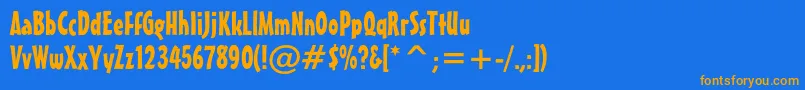 Maestroc-Schriftart – Orangefarbene Schriften auf blauem Hintergrund