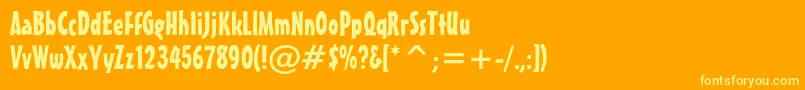 Maestroc-Schriftart – Gelbe Schriften auf orangefarbenem Hintergrund