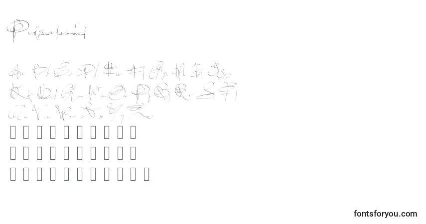 Schriftart Pwsignaturefont – Alphabet, Zahlen, spezielle Symbole