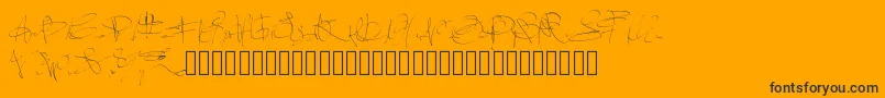 Pwsignaturefont-Schriftart – Schwarze Schriften auf orangefarbenem Hintergrund