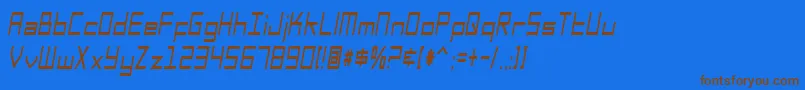SfSquareHeadCondItalic Font – Brown Fonts on Blue Background