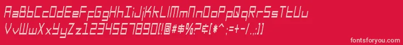 フォントSfSquareHeadCondItalic – 赤い背景にピンクのフォント