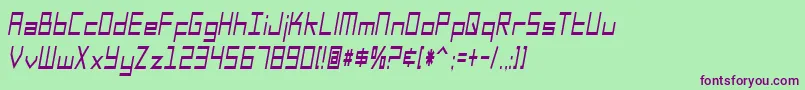 フォントSfSquareHeadCondItalic – 緑の背景に紫のフォント