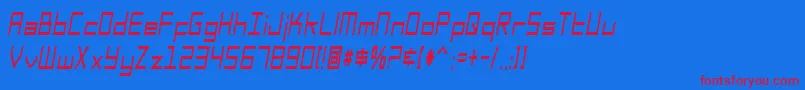 SfSquareHeadCondItalic Font – Red Fonts on Blue Background