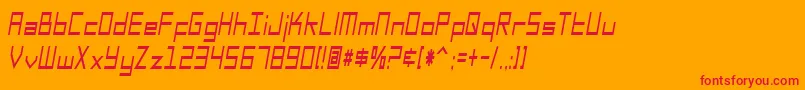 フォントSfSquareHeadCondItalic – オレンジの背景に赤い文字