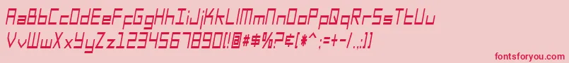 フォントSfSquareHeadCondItalic – ピンクの背景に赤い文字