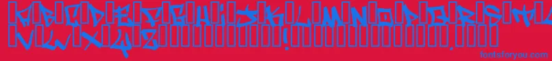 フォントWritersOriginal – 赤い背景に青い文字