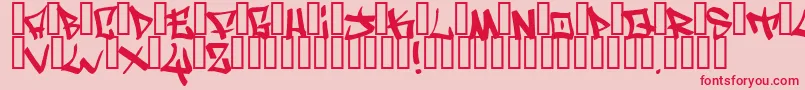 Fonte WritersOriginal – fontes vermelhas em um fundo rosa
