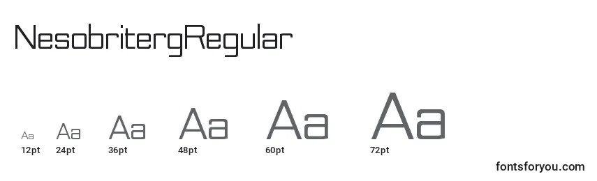 Размеры шрифта NesobritergRegular