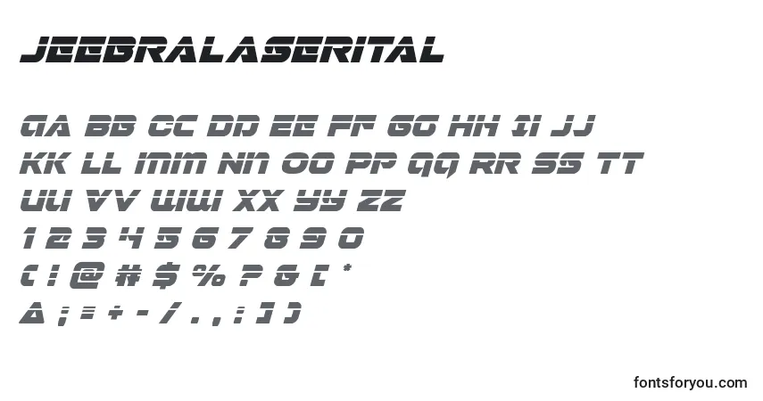 A fonte Jeebralaserital – alfabeto, números, caracteres especiais