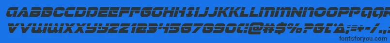 Jeebralaserital-Schriftart – Schwarze Schriften auf blauem Hintergrund