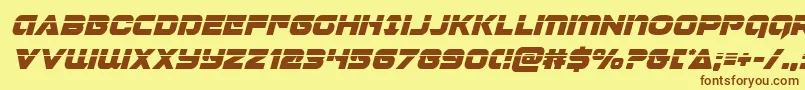 フォントJeebralaserital – 茶色の文字が黄色の背景にあります。