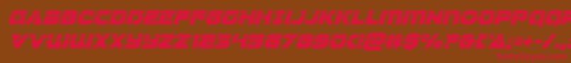 フォントJeebralaserital – 赤い文字が茶色の背景にあります。