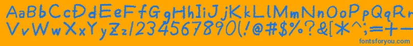 Kemushi Font – Blue Fonts on Orange Background