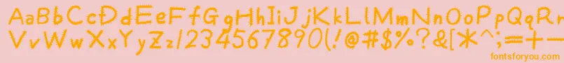 フォントKemushi – オレンジの文字がピンクの背景にあります。