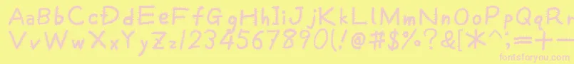 Kemushi Font – Pink Fonts on Yellow Background