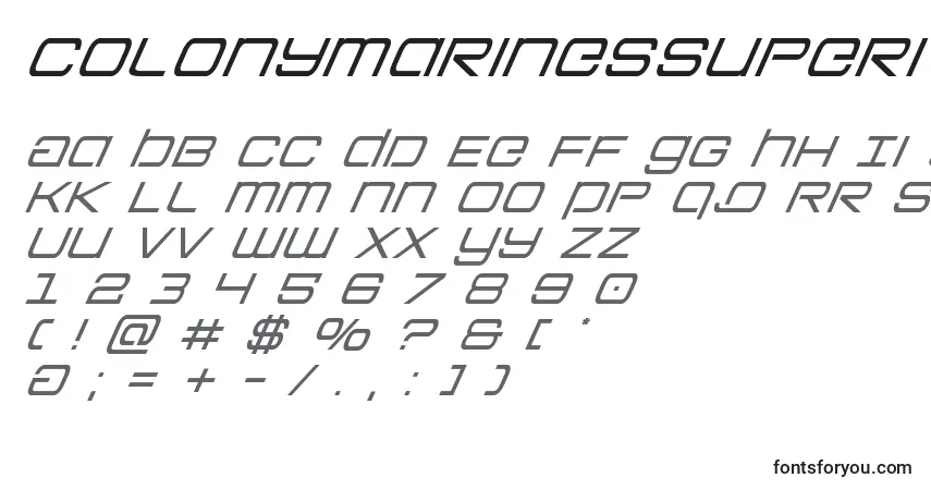 A fonte Colonymarinessuperital – alfabeto, números, caracteres especiais