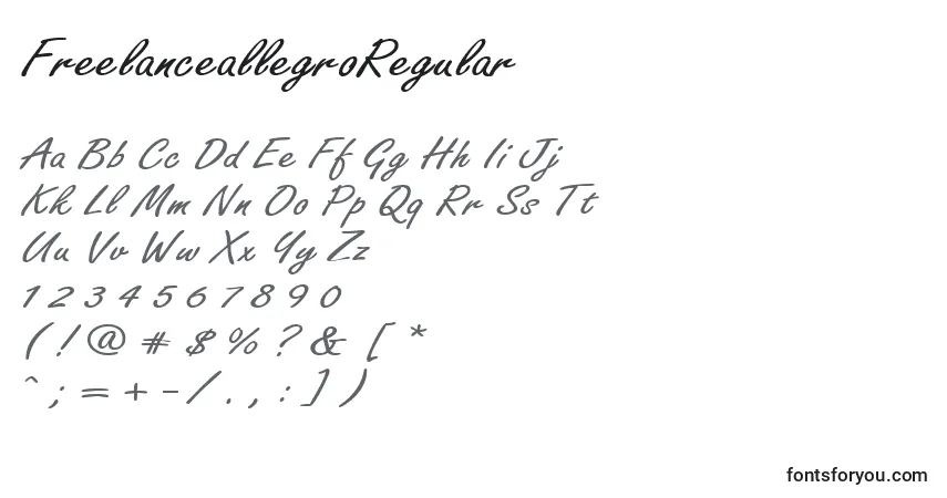FreelanceallegroRegular font – alphabet, numbers, special characters