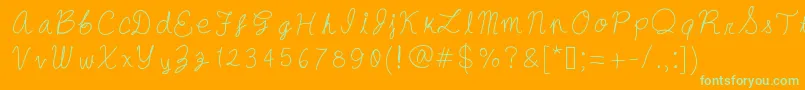 Oysternubsscript-Schriftart – Grüne Schriften auf orangefarbenem Hintergrund