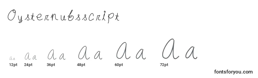 Размеры шрифта Oysternubsscript