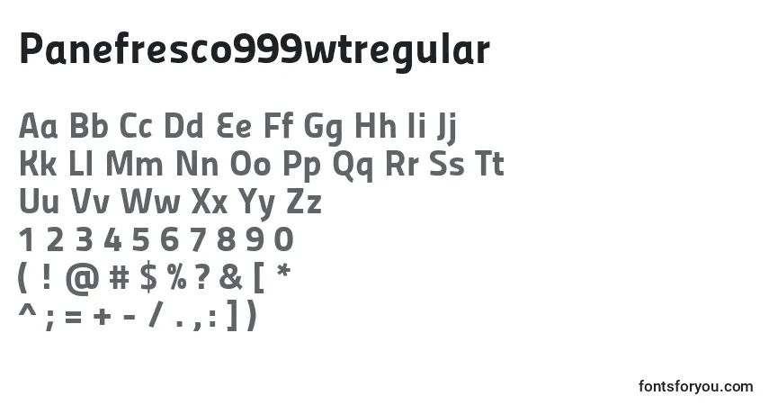 Schriftart Panefresco999wtregular – Alphabet, Zahlen, spezielle Symbole