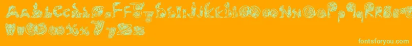 Animals-Schriftart – Grüne Schriften auf orangefarbenem Hintergrund