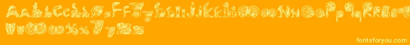 Animals-Schriftart – Gelbe Schriften auf orangefarbenem Hintergrund