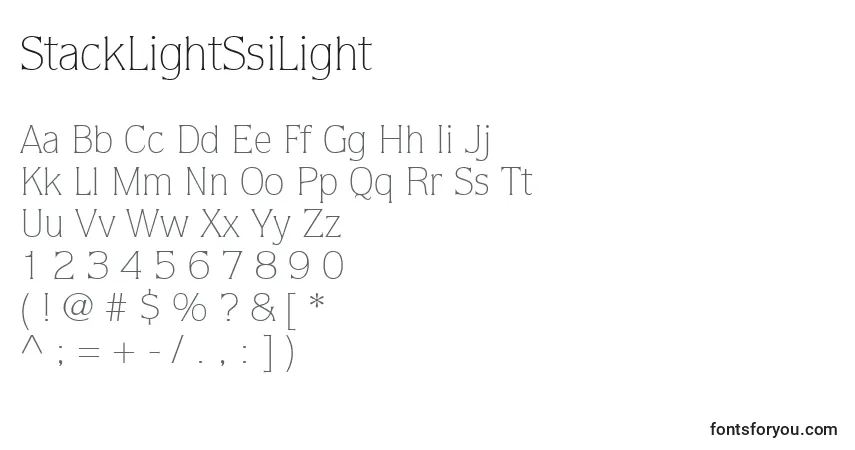 Czcionka StackLightSsiLight – alfabet, cyfry, specjalne znaki